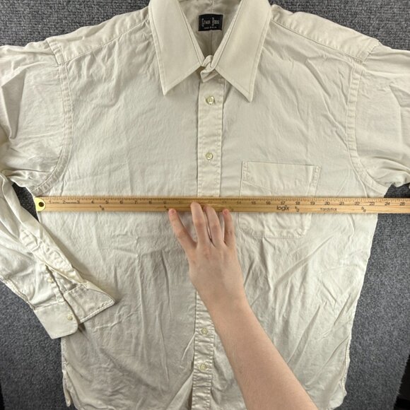 Gitman Bros USA Cotton Point TTX 16 35 Oxford Yellow Pocket Long Sleeve American - Picture 5 of 13